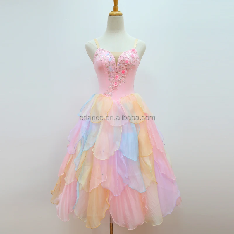R0446 Professional Custom Girls Ballerina Dress Waltz Of The Flowers Group Dance Ballet Costume Long Romantic Tutu For Christmas