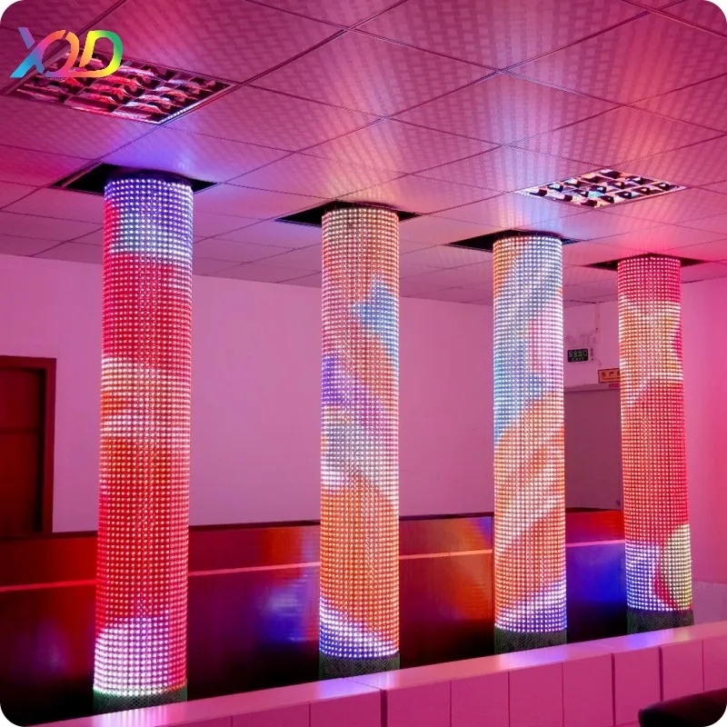 Фабрика XQD на заказ P50 SPI RGB WS2811 наружный водонепроницаемый прозрачный гибкий светодиодный сетчатый экран для фасада здания