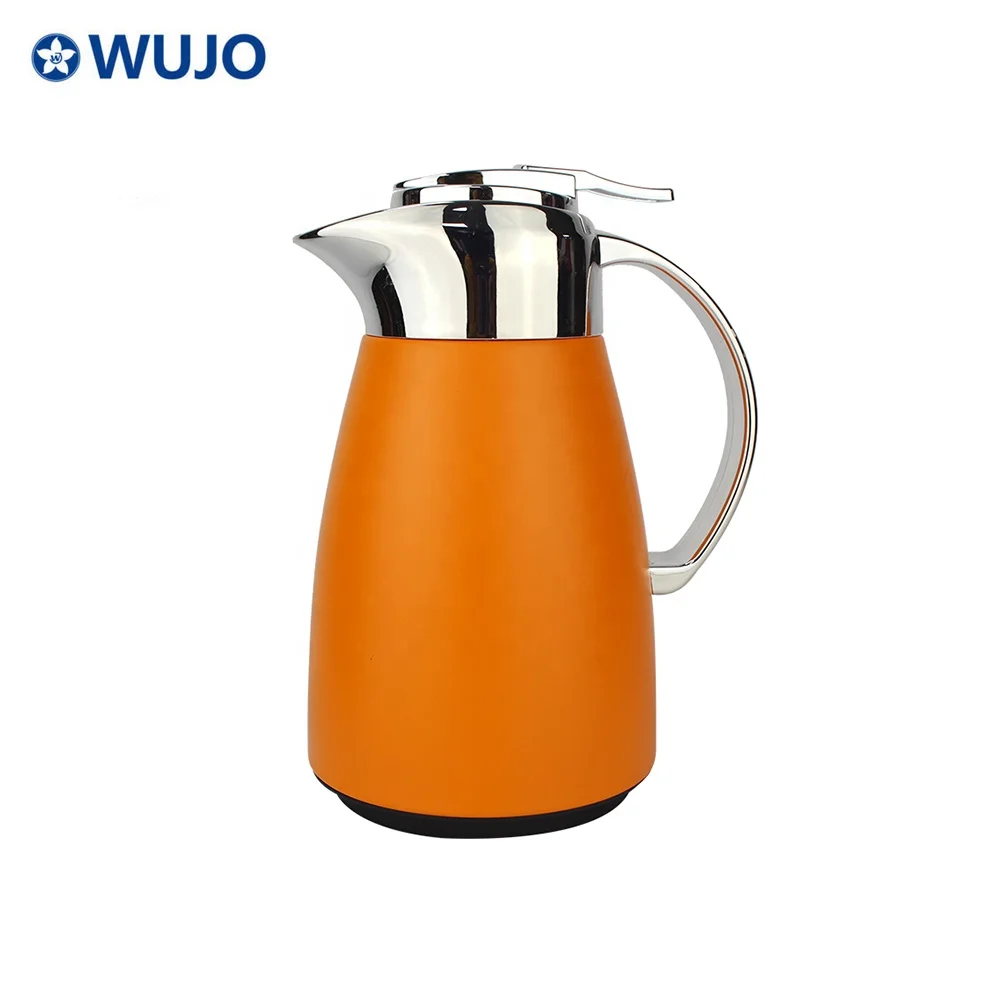 WUJO 1L 1.3L pink black glass refill vacuum flask arabic coffee pot