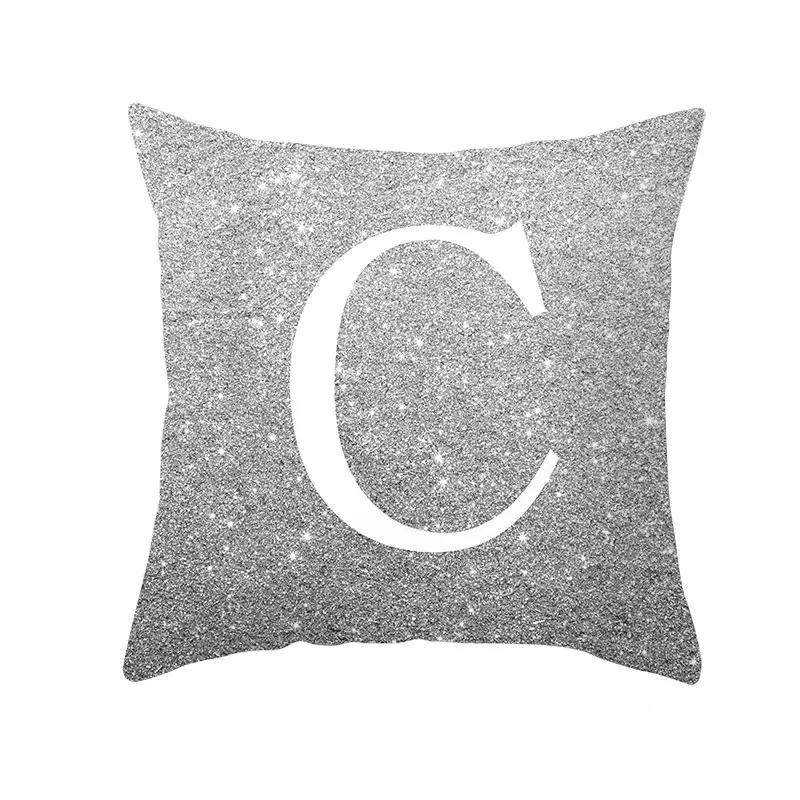 22020 Silver Letter Pillowcase Car Sofa Pillow Case Explosive Household Items Pick Leather Velvet Waist Pillow