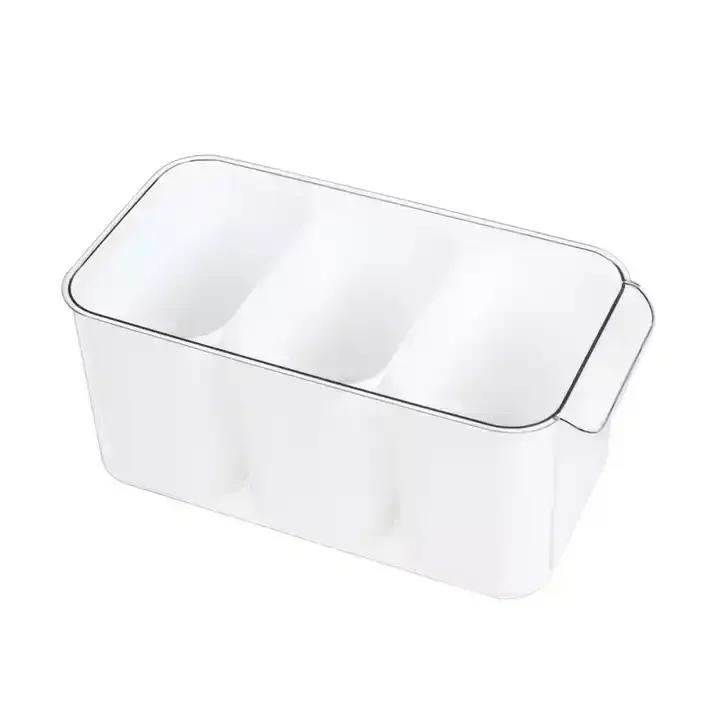 Rectangle Contains 3 small containers  Plastic  Refrigerator Organizer Container With lip food storage refrigerator organizer