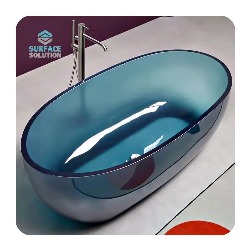solid surface acrylic transparent free standing soaking bath tub