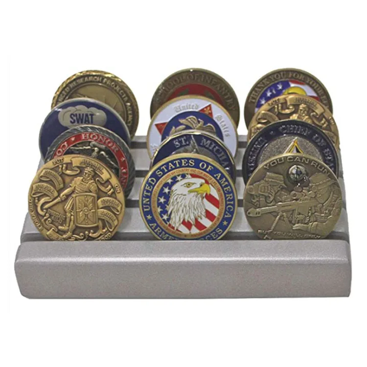 
Custom modern natural rectangle challenge coin display stand display stand military coin rack product display stand 