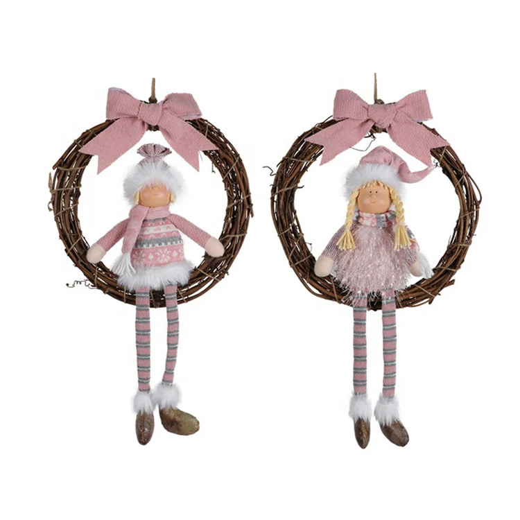 
Decoration Door Hanging Sitting Boys And Girls Fabric Handmade Craft 13inch Christmas Wreath 