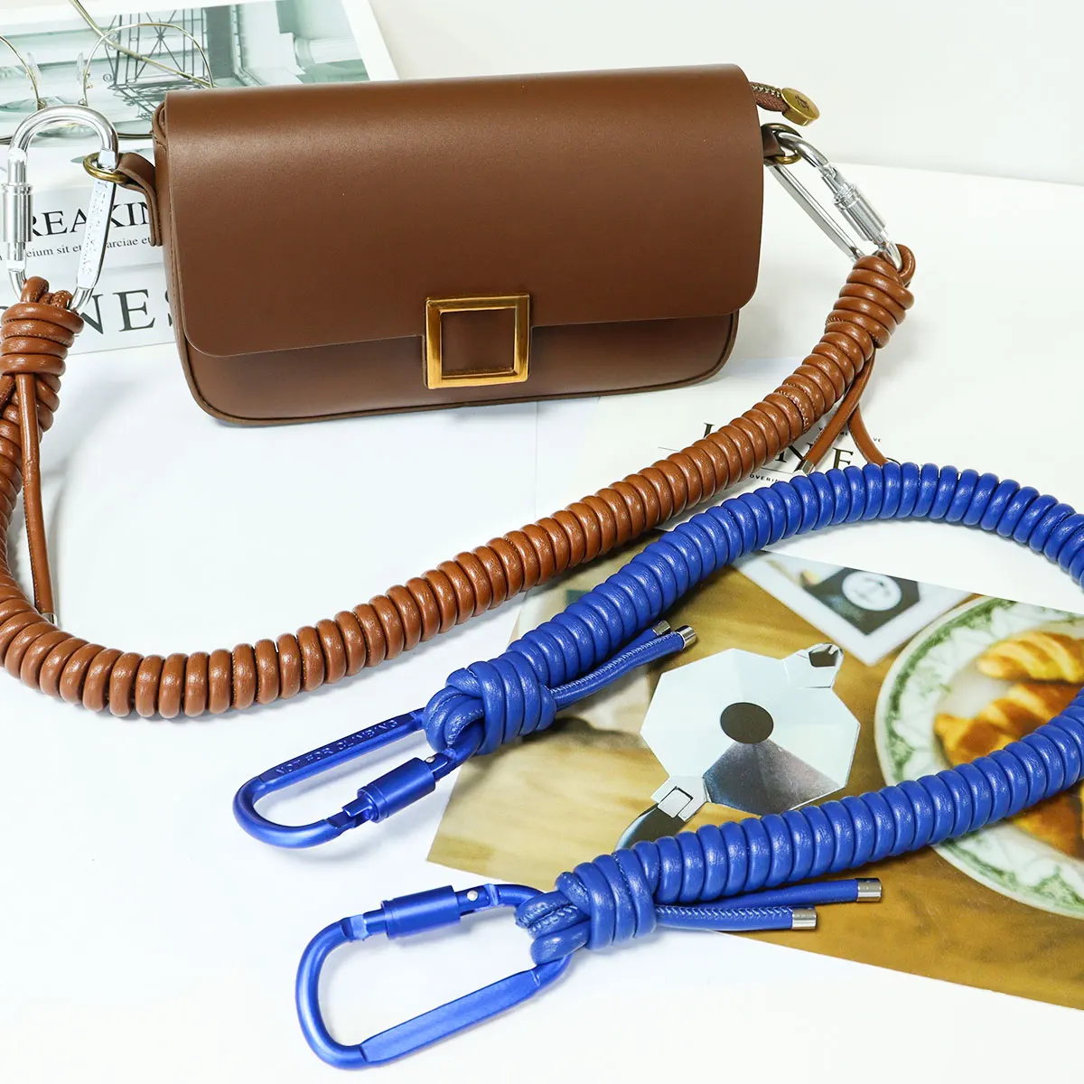 handmade New luxury customPU leather braid rope 6mm shoulder crossbody bag strap for crossbody bags rope bag strap