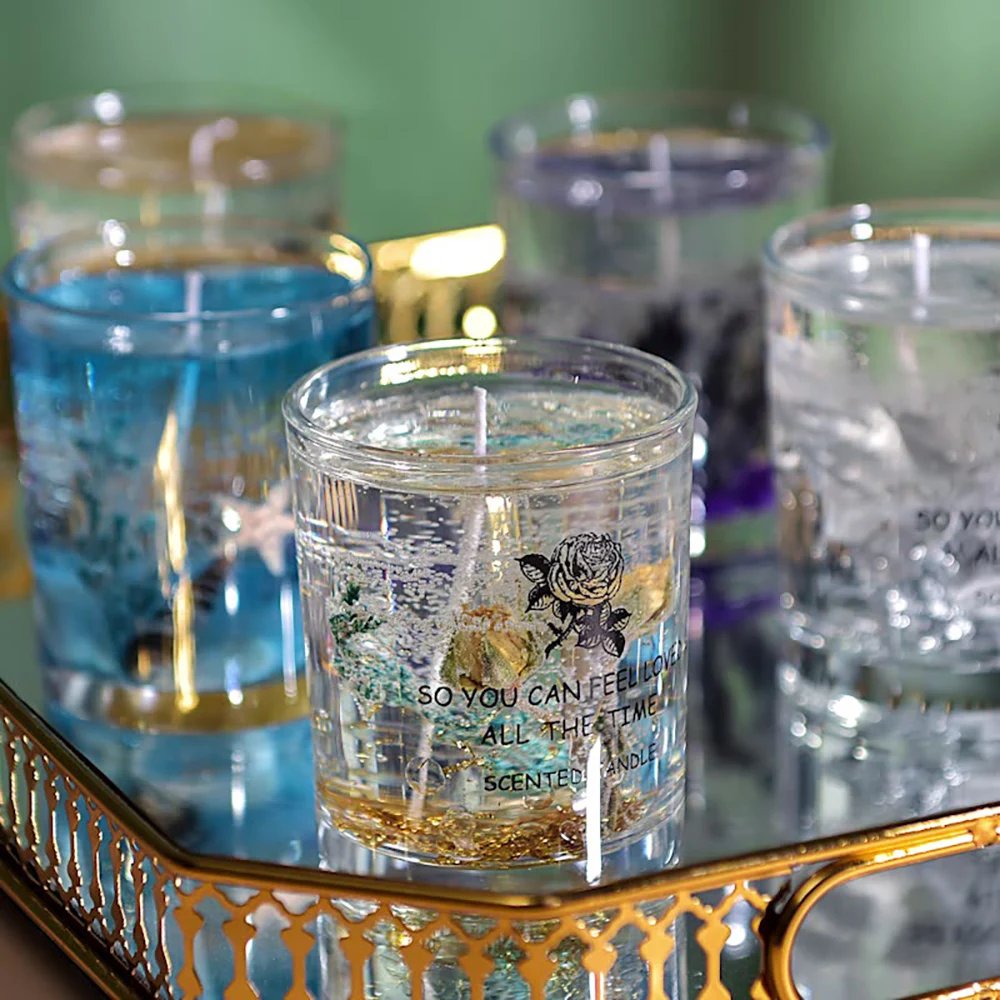 OEM 12 7 унций роскошный ароматический Натуральный гель воск настоящий цветок Креативный сувенир домашняя ароматическая свеча