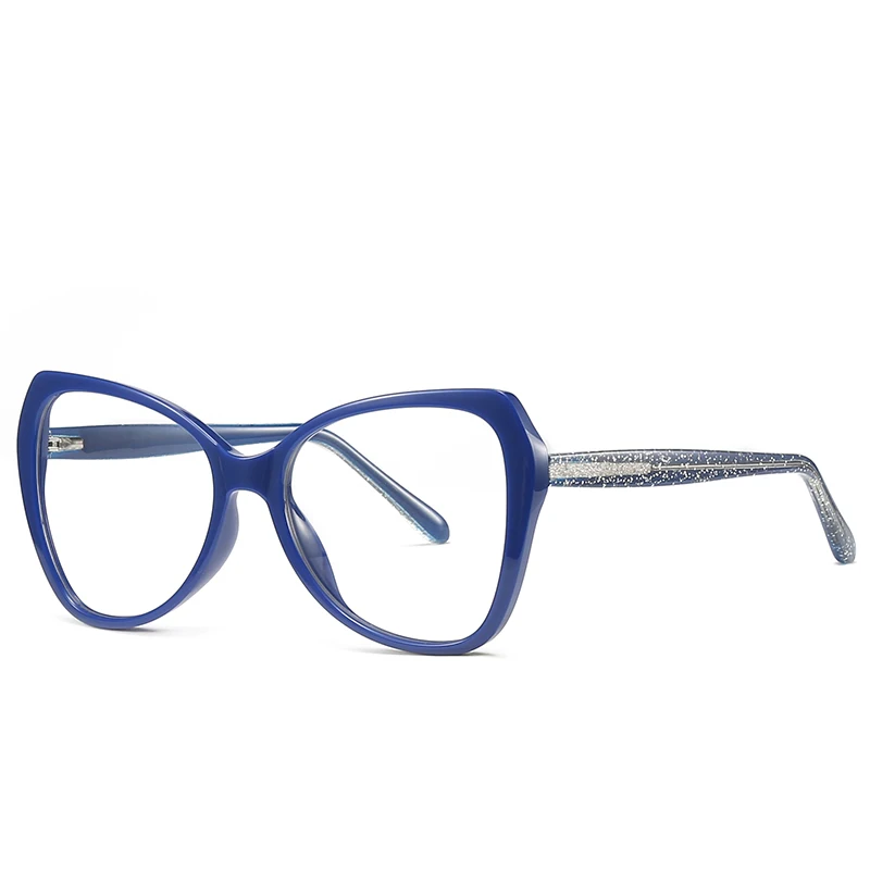 TR90 Fashion Round-Frame Cat-Eye Optical Glasses with Anti-Blue Light Optional Black Red And Blue Frame Colors