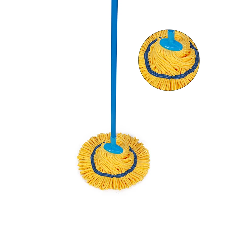 Yellow Microfiber Dry and Wet Mop Easy Clean Mop Head With 1.2m Handle.