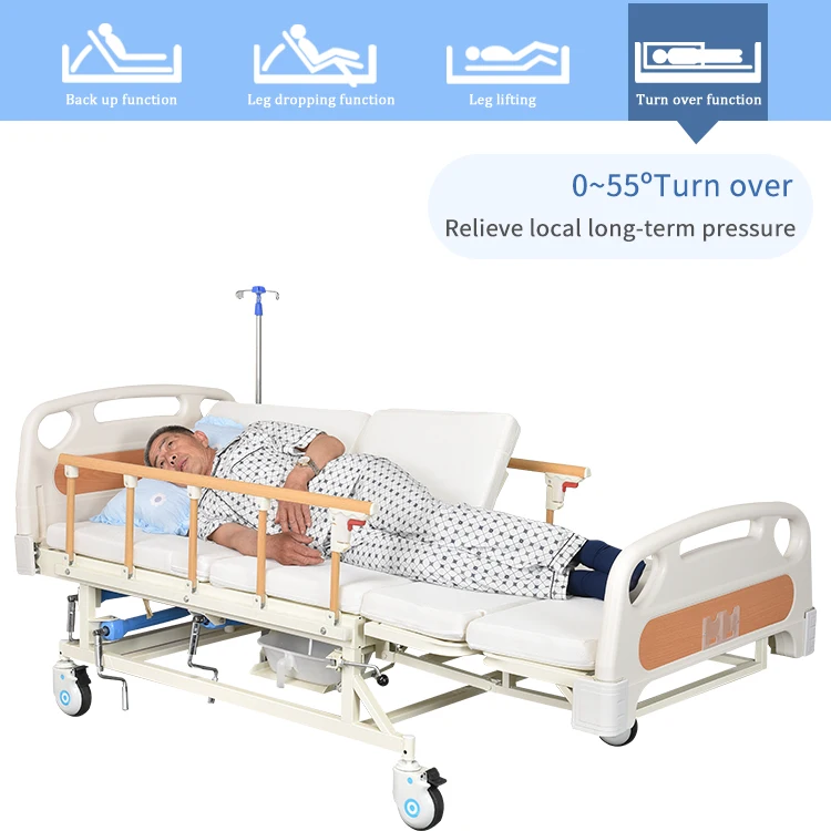 
Home use elderly care adjustable medical hospital bed with toilet 