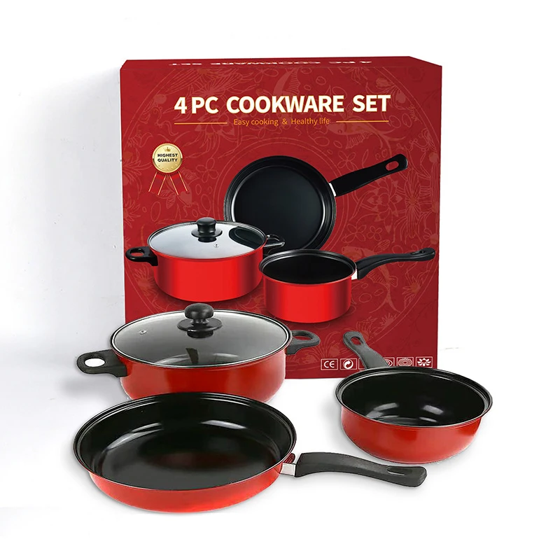 Wholesale Small Kitchen Cooking Utensils Set Non-Stick Aluminum Frying Pan Soup Milk Pot Iron Household Kitchen Pots and Pan