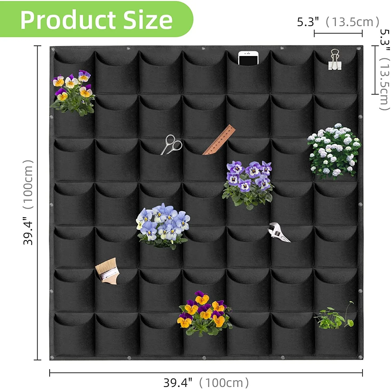Felt hanging planter bags 49 pockets hanging vertical wall planter planting grow bags for indoor and outdoor