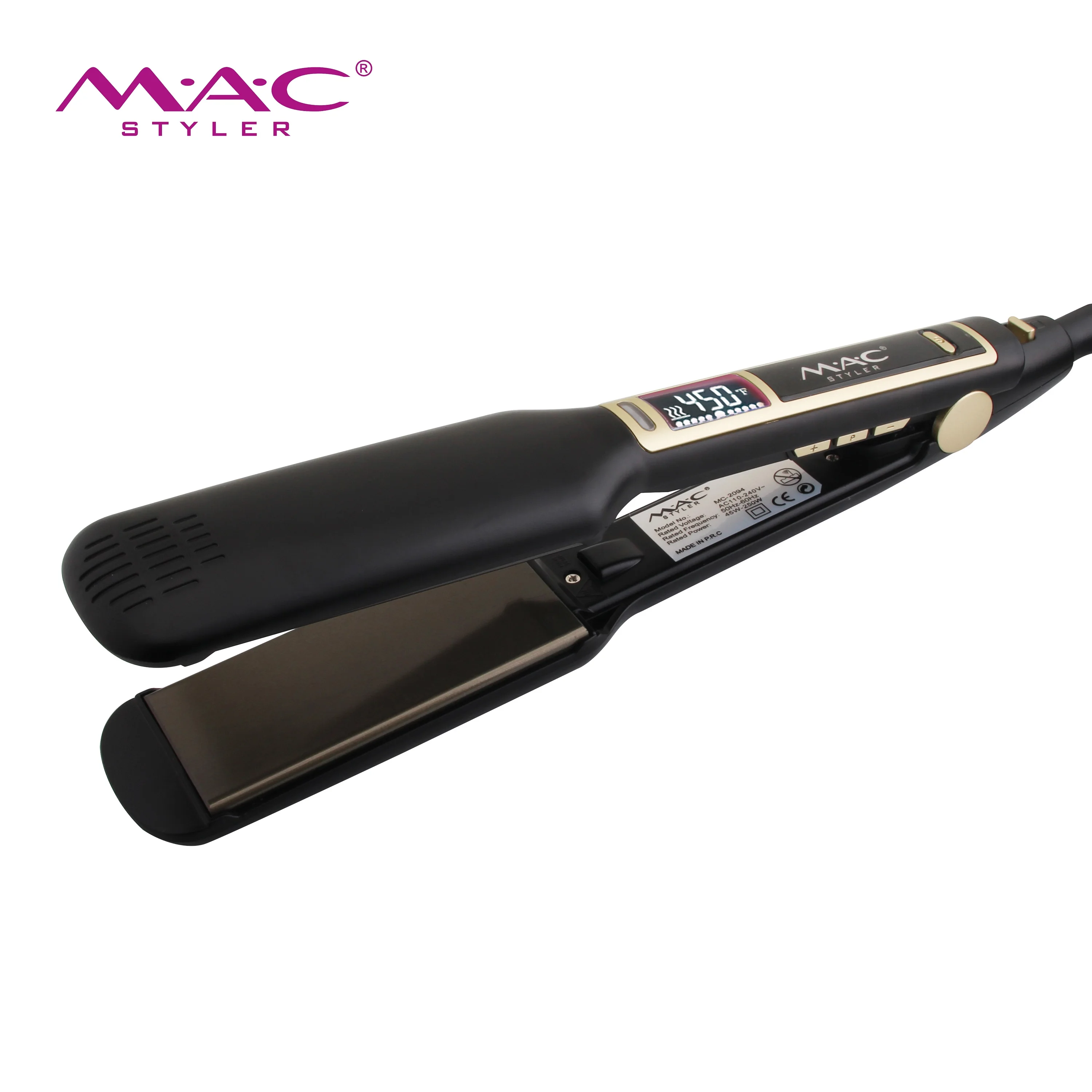 MAC best quality  450F flat iron LCD display wide plate hair straightener Professional hair iron  hair straightener