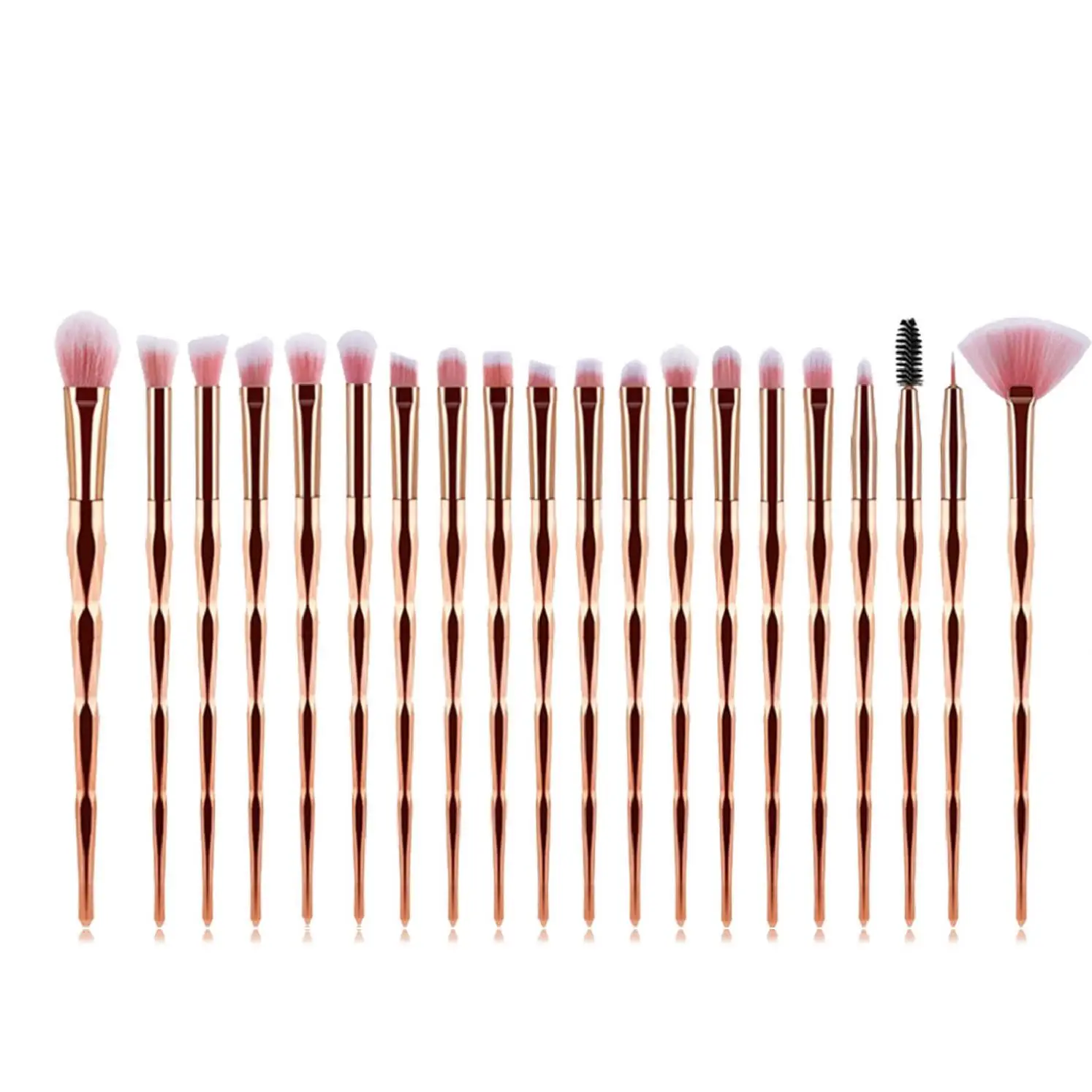 20PCS High Quality Rose Gold Cosmetic Makeup Brushes Professional Make Up Diamond Eyeshadow Brush Set Eyelash Brush Low MOQ