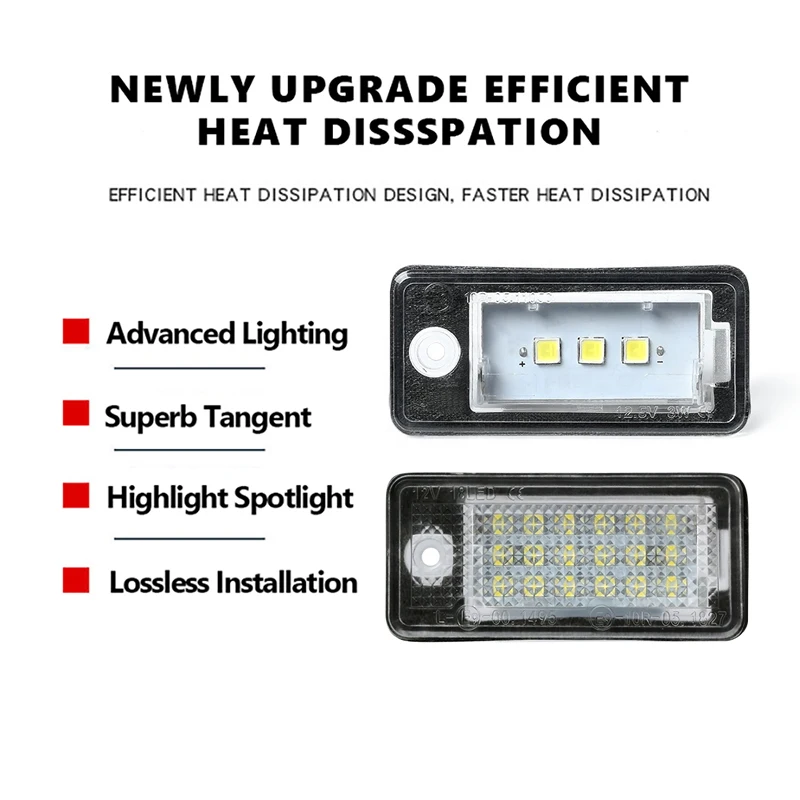 E4 LED License Plate Light For Audi A3 A4 S3 S4 A6 S6 Q7 RS4 CANBUS Error Free