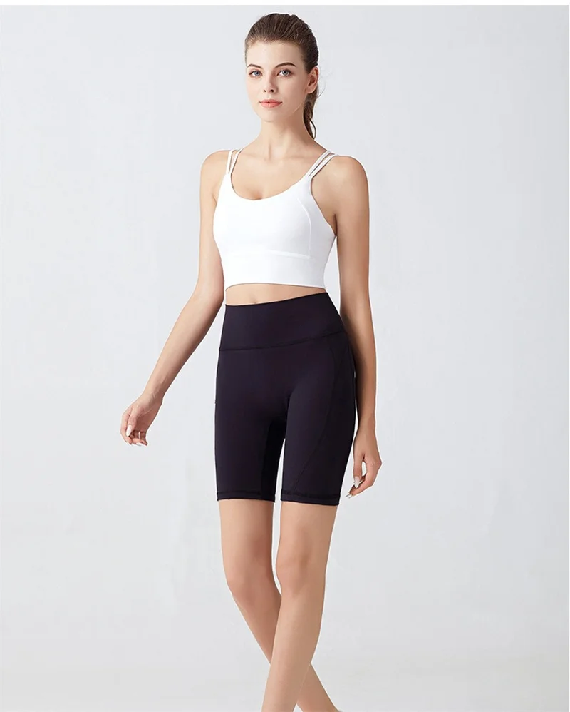 New Style No T line Tight Nude Yoga Shorts Women High Waist Peach Hip Fitness Yoga Shorts Biker Shorts (1600339049899)