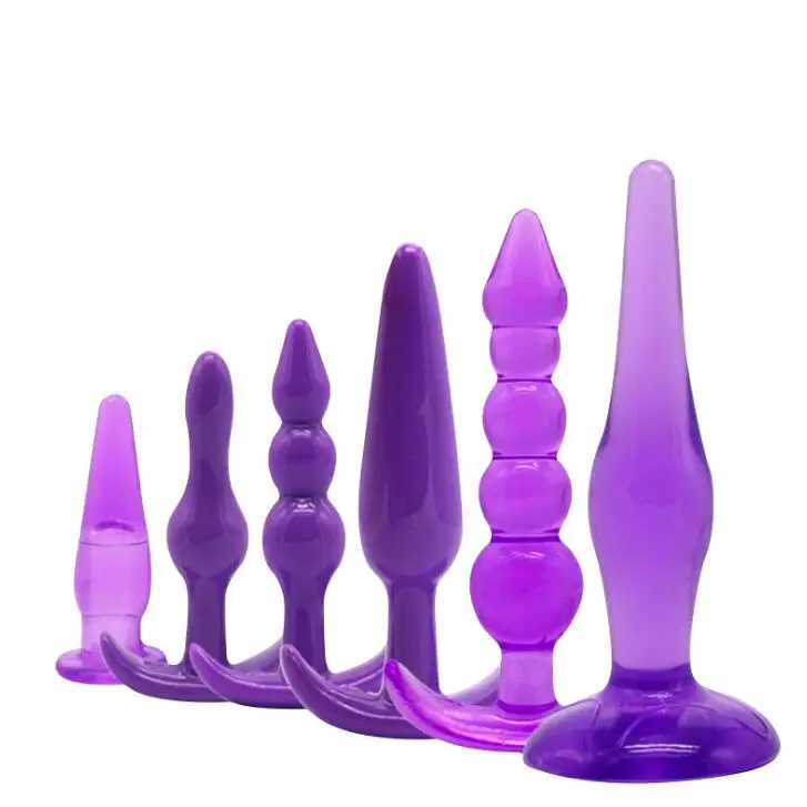 Silicone 6 parts included anal plug set safe soft beads butt plug toy
