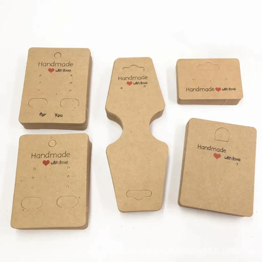 Earring Display Card Blank Kraft Paper Tags for DIY Ear Necklace Jewelry Selling Small Business Packaging Supplies