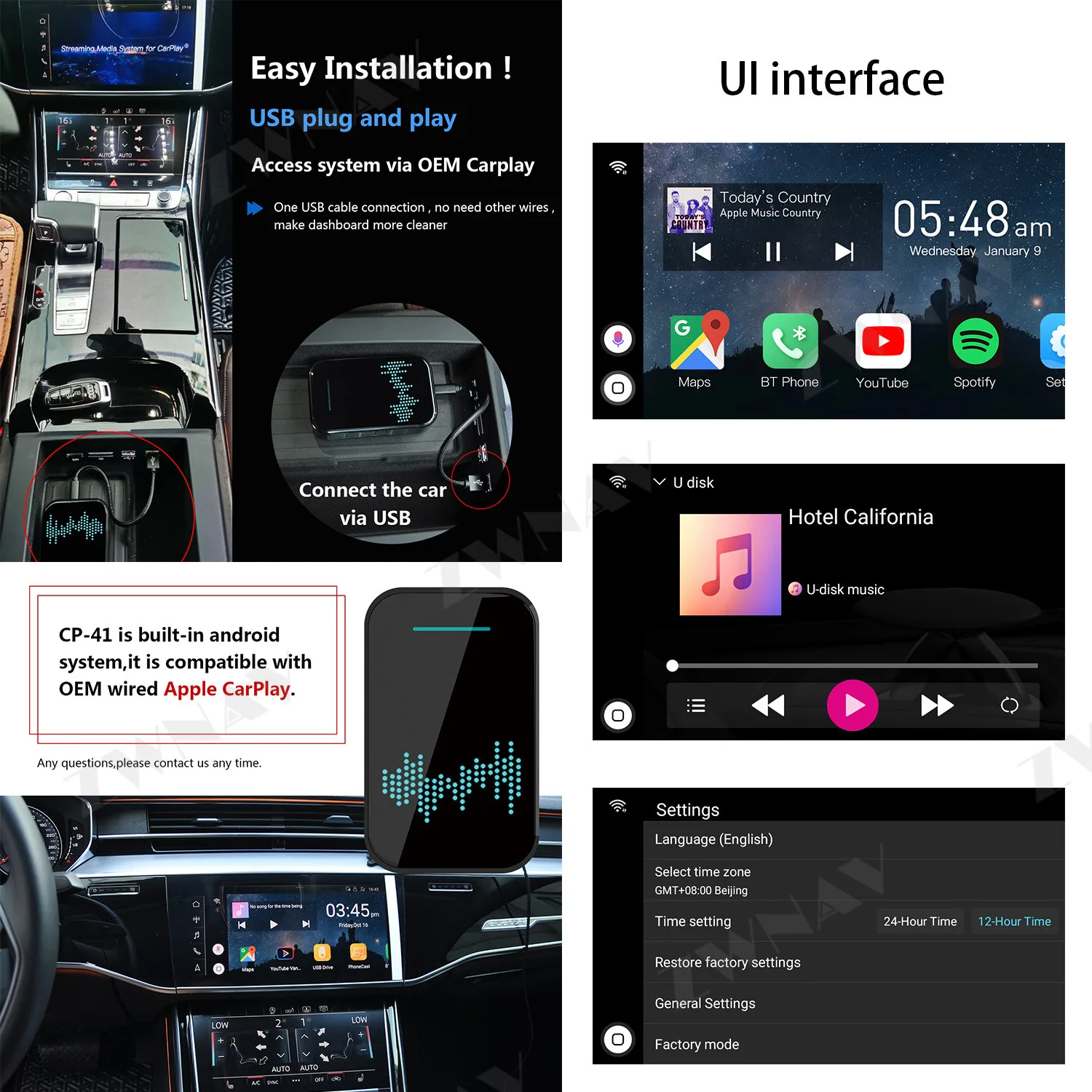 ZWNAV Android 9 0 Беспроводная коробка Carplay для Audi авто радио обновления сохранить оригинальный автомобильный Радио