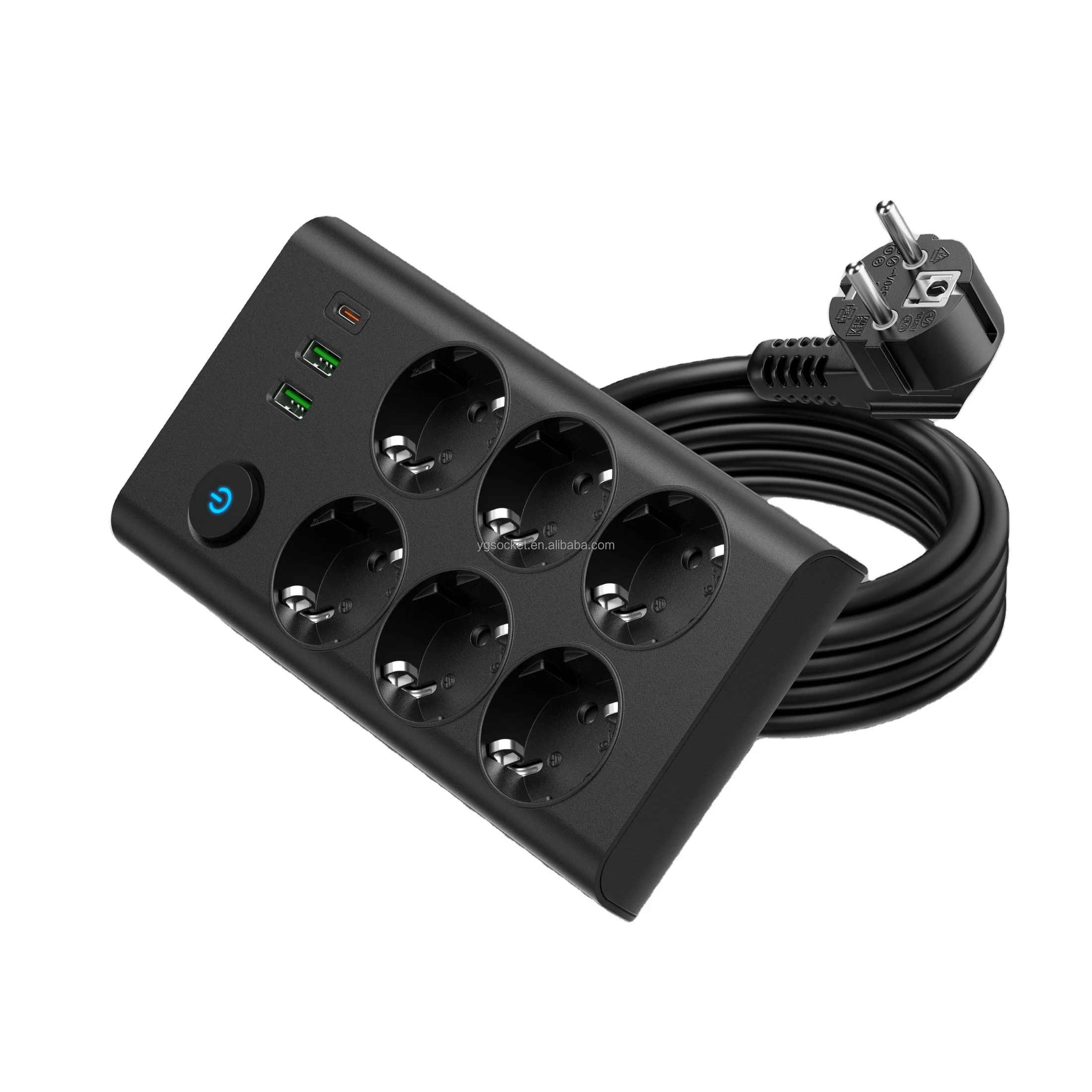 6 way outlets High Quality 1.8M Cable Length Extension Socket Type with 3USB 3.4A germany power strip