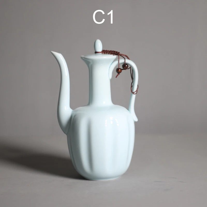 Porcelain Ceramic Chinese Traditional Vintage Green Tea Pot matcha accessories Mud Stoneware Chinese Teapot