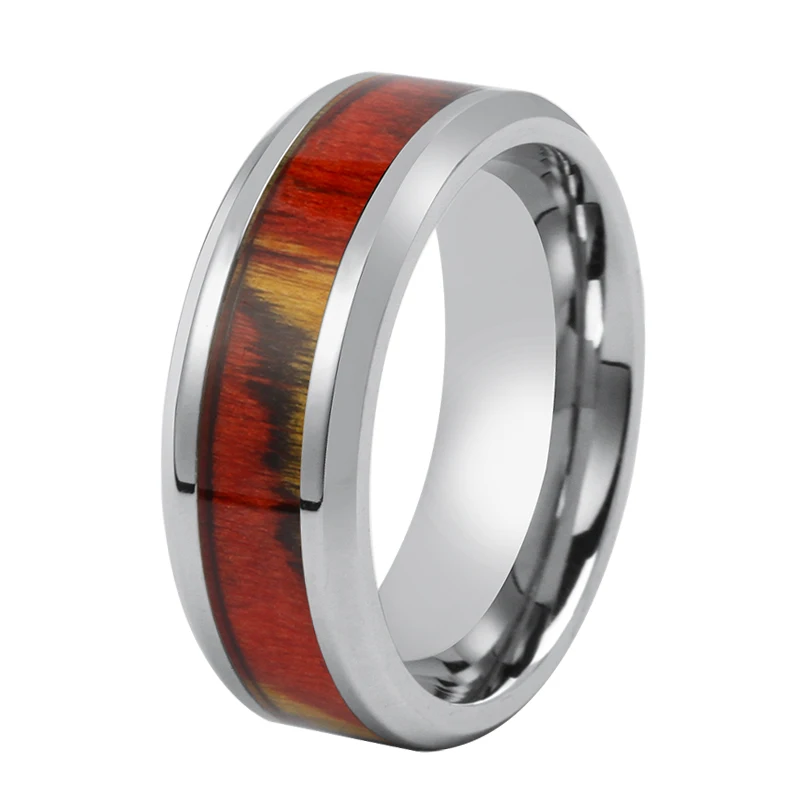 Factory Direct Sale Abalone inlay Titanium Ring Stainless Steel Wedding Band for Men 8mm TIZTI Ring