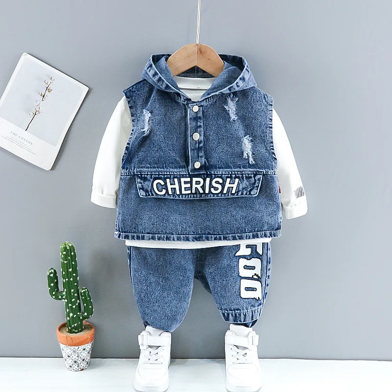 Jeans Hoodie 3 Pieces Set Kids Clothes for 4 Year Old Boys