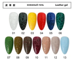 QSHY Custom Logo Wholesale UV LED Soak Off 3D Leather Effect 14 Color Resin Organic Gel Nail Polish