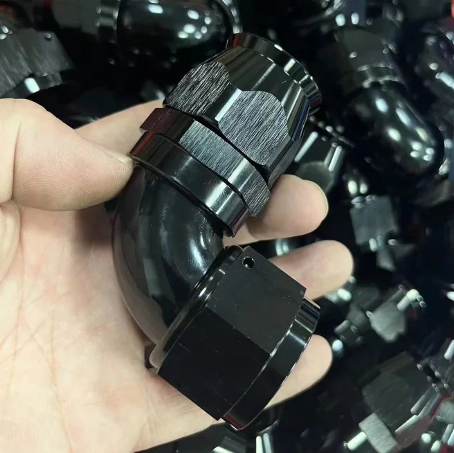 Черный анодированный алюминий AN6 AN8 AN10 45 градусов 90 PTFE полный поток фитинг для топливной магистрали