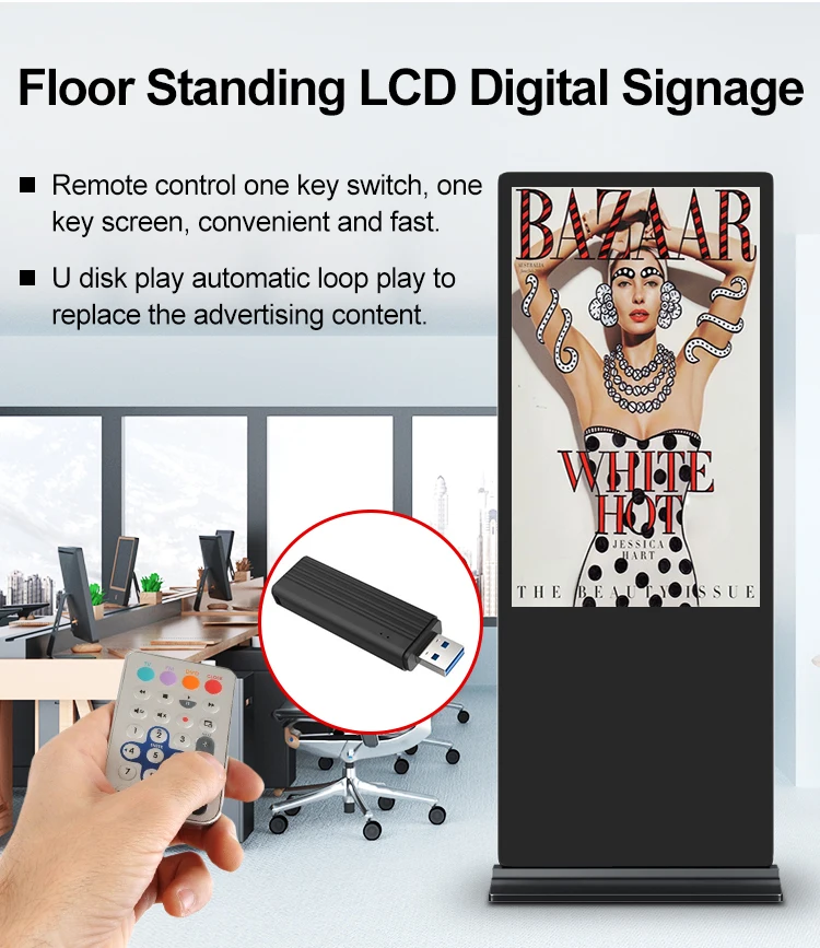 43inch floor standing vertical touch screen lcd advertising digital signage machine