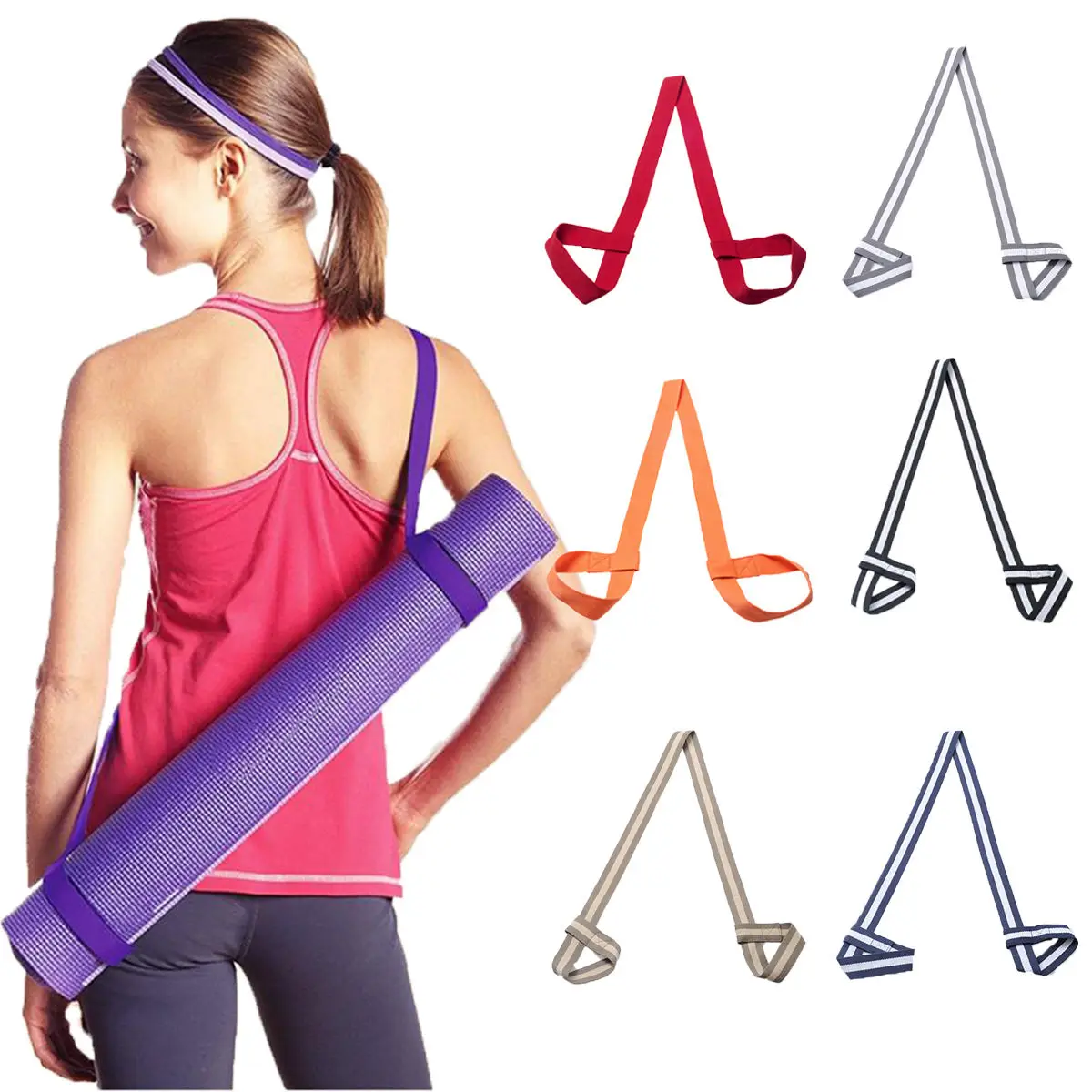 high quality belt set pockets epf adjustable premium custom polyester cotton yoga mat strap