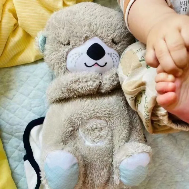 Hot sell factory wholesale breathing otter doll toys to calm the baby to sleep