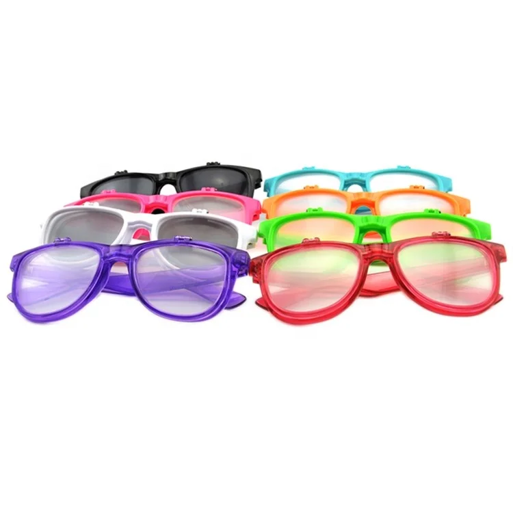Flip up Style  Firework Glasses Big Frame Two Pairs Of Big Lens 13500 Lines Clear Diffraction Glasses