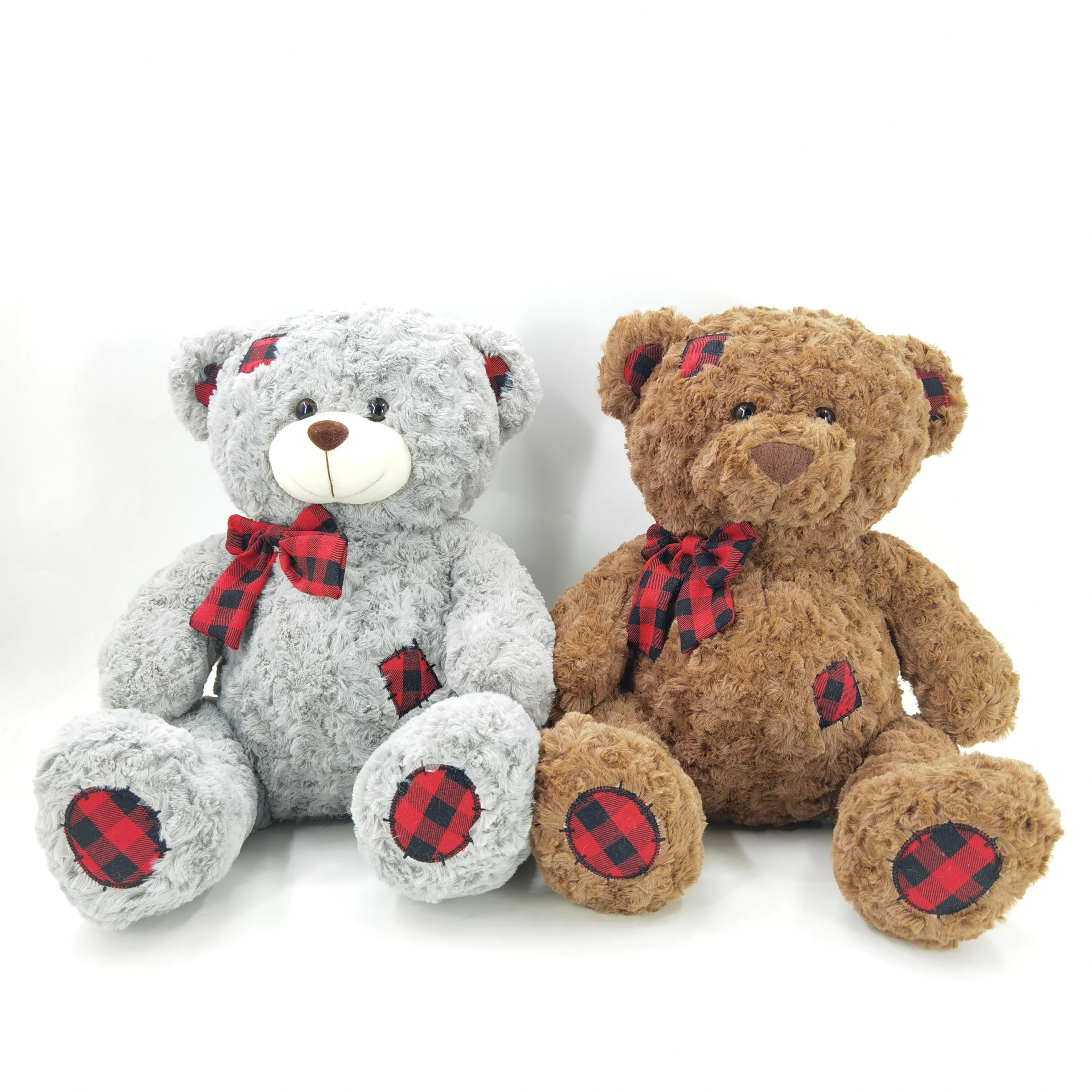 Wholesale Soft Grey Brown Teddy Bear With Bow Tie Plush Toys Skin No Stuffed Filling