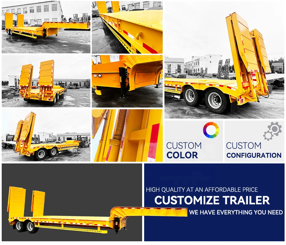 Construction Machinery Gooseneck Transportation Low Plate Semi Trailer Low Bed Trailer 3 4 5 Axis 16.5 M Length Truck Trailers