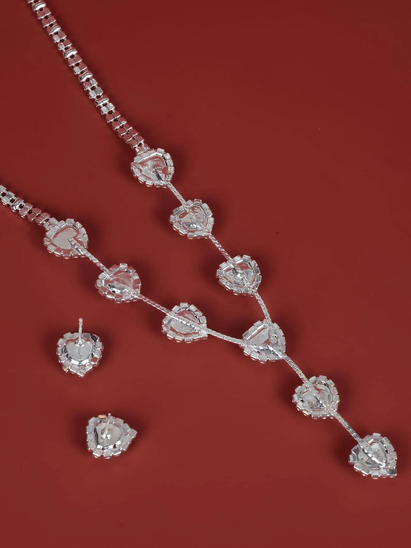 Top Quality Simple Style Crystal Heart Middle East Jewelry Set Wedding Accessories Elegant Necklace Earrings Bridal Jewelry Set