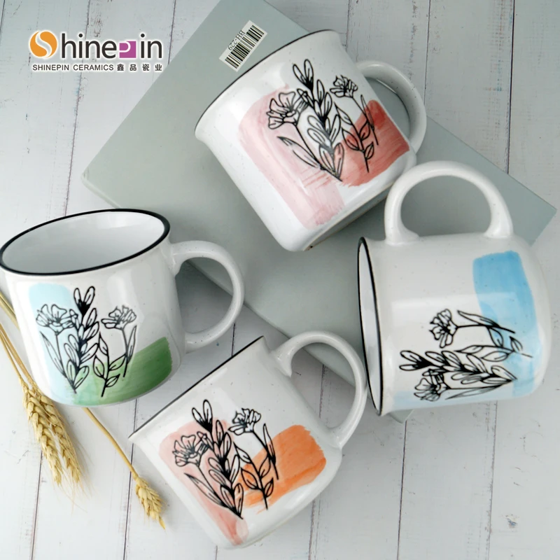 Factory Wholesale Animals Homeware Hand Painting Sublimation While Coffee Cups Tableware set Dinnerware Mugs