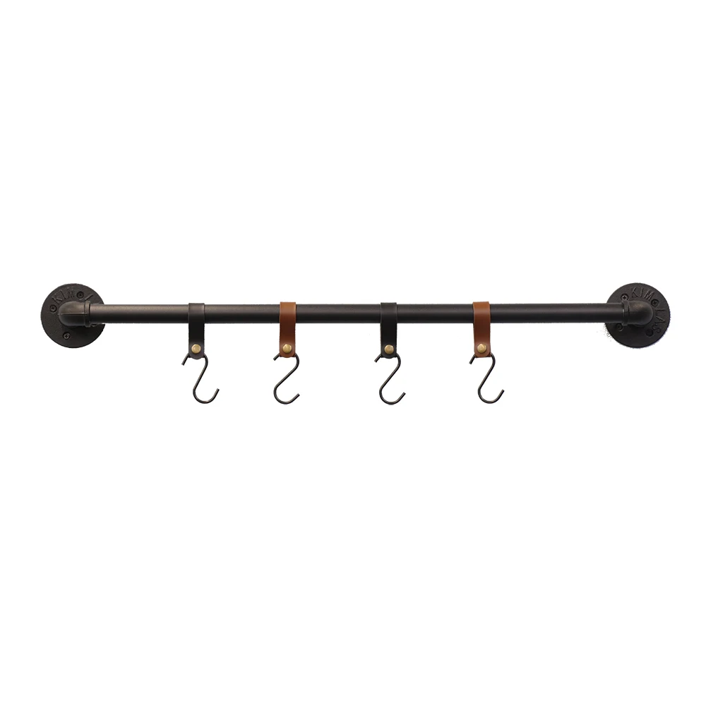 Best Price Industrial Rustic Wall Mounted MetalHanging Rail Towel Kitchen Pipe Rack with S Hooks