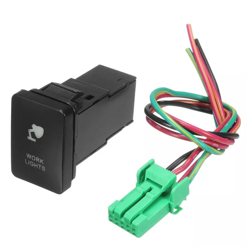 Push Switch Button LED Blue Light Work Bar Fog Light w/ Wire For Toyota Tacoma