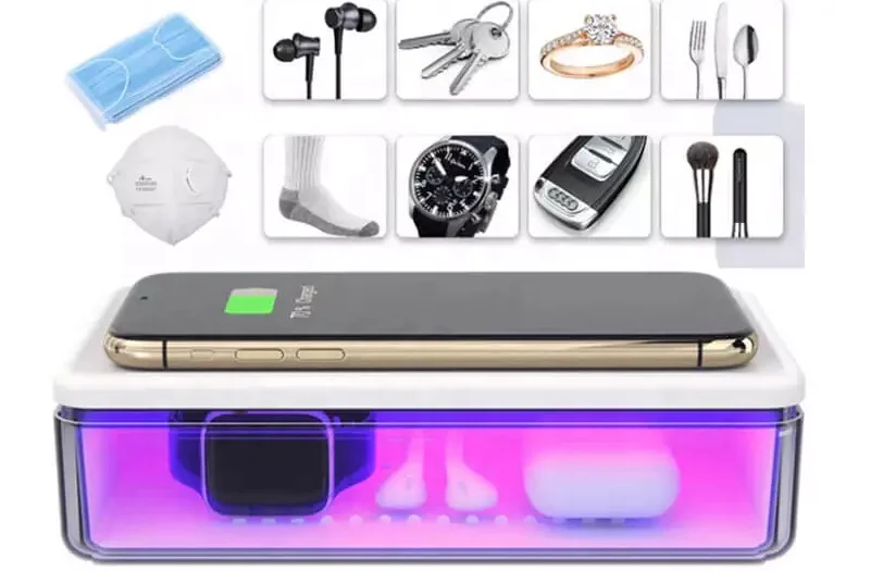 
2020 Fast delivery in stock 99% mobile phone uvc portable disinfection light cleaning uv sanitizer sterilizer box 