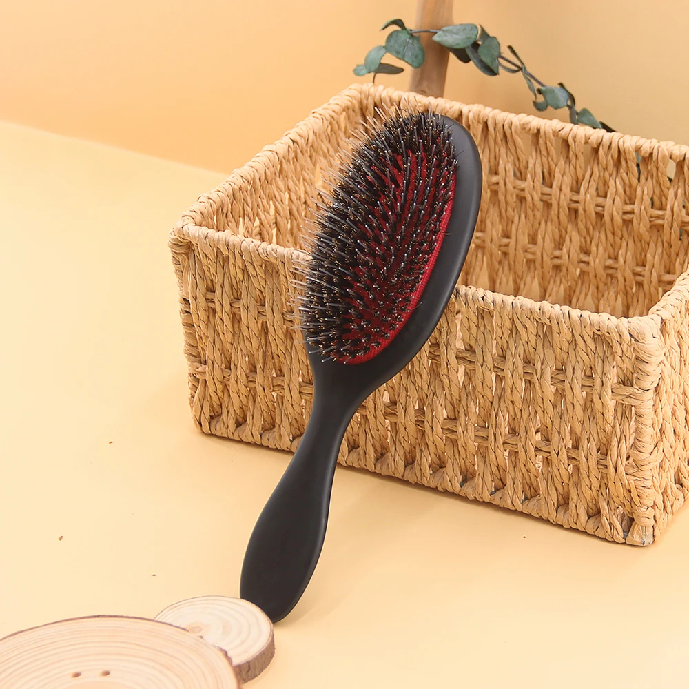 Soft Extension Brush Black Matte Synthetic Hair Wigs Paddle Brush Natural Boar Bristle Blow Dry Anti Static Hair Brush