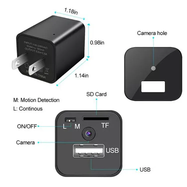 Невидимая мини-шпионская Скрытая USB-вилка HD 1080P, сетевое зарядное устройство для камеры, адаптер питания, 2 МП, шпионская камера, ЕС, США
