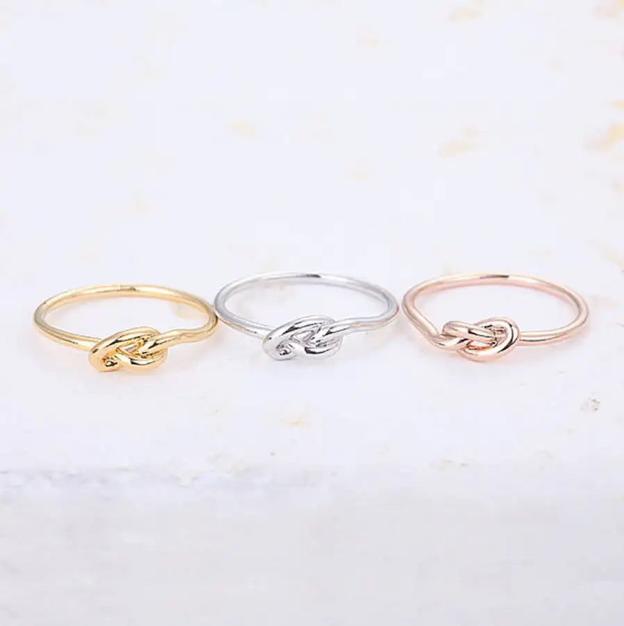 925 Sterling Silver Love Knot Ring Promise Adjustable Friendship Knot Ring For Lady