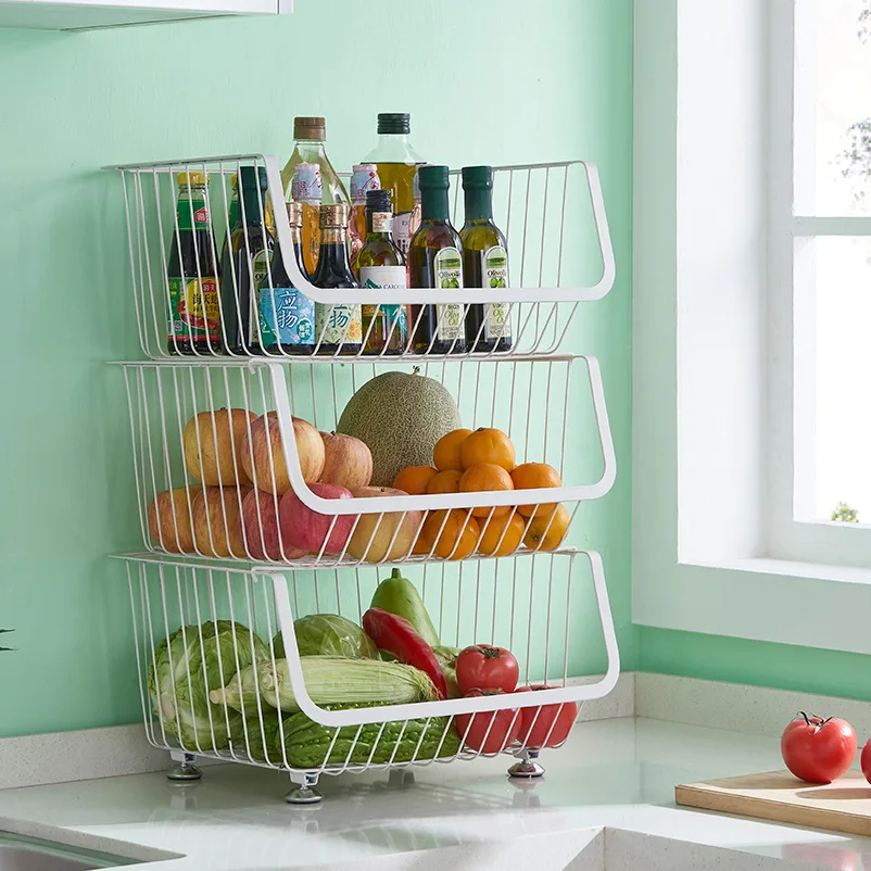 Multi-layer Kitchen Rack Storage Shleves Vegetables Fruit Basket Rolling Trolley Cart Kitchen vegetable storage rack