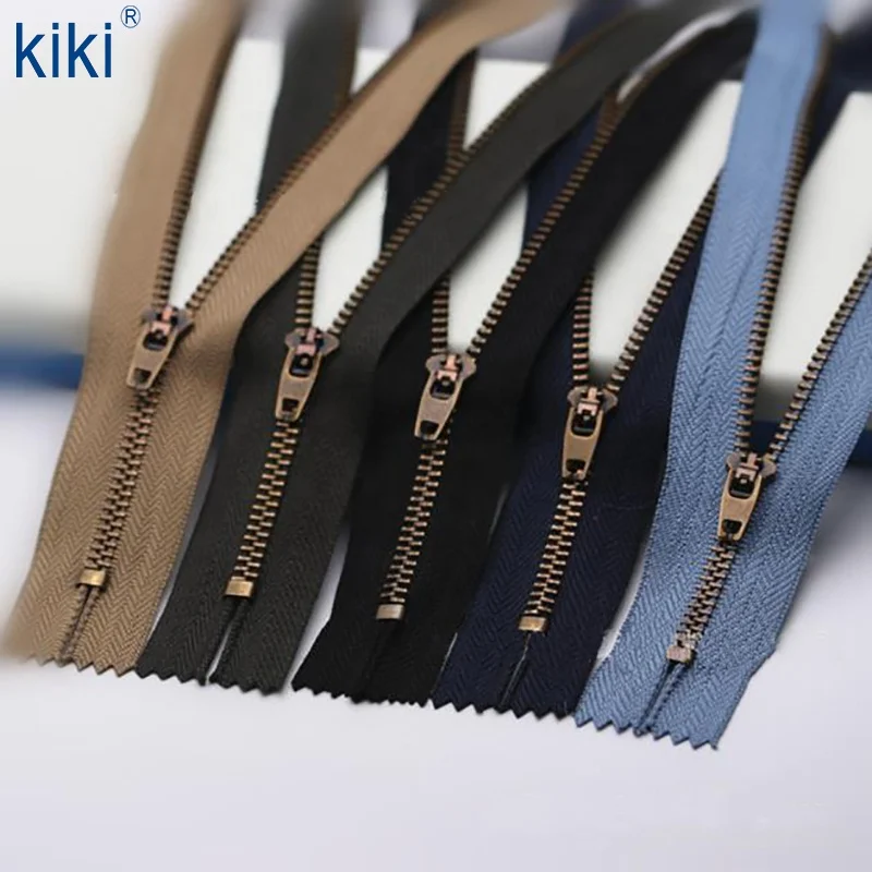 KYY High Quality Factory Price 4.5Yg  4Yg Antique Brass Silver Metal Zipper for Jeans Garment Accessories