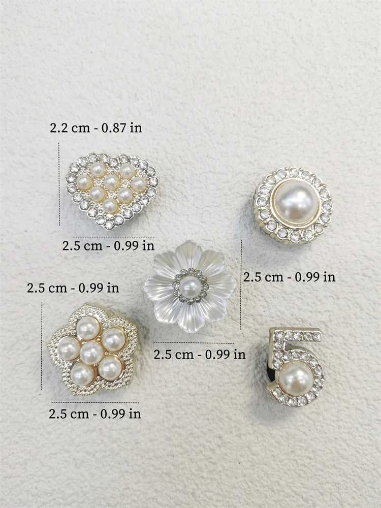 Shoe Charms ABS Accessories Decorations New Luxury Rhinestone Pearl Beads Diy Buckle Shoes Ornaments For Party Gift