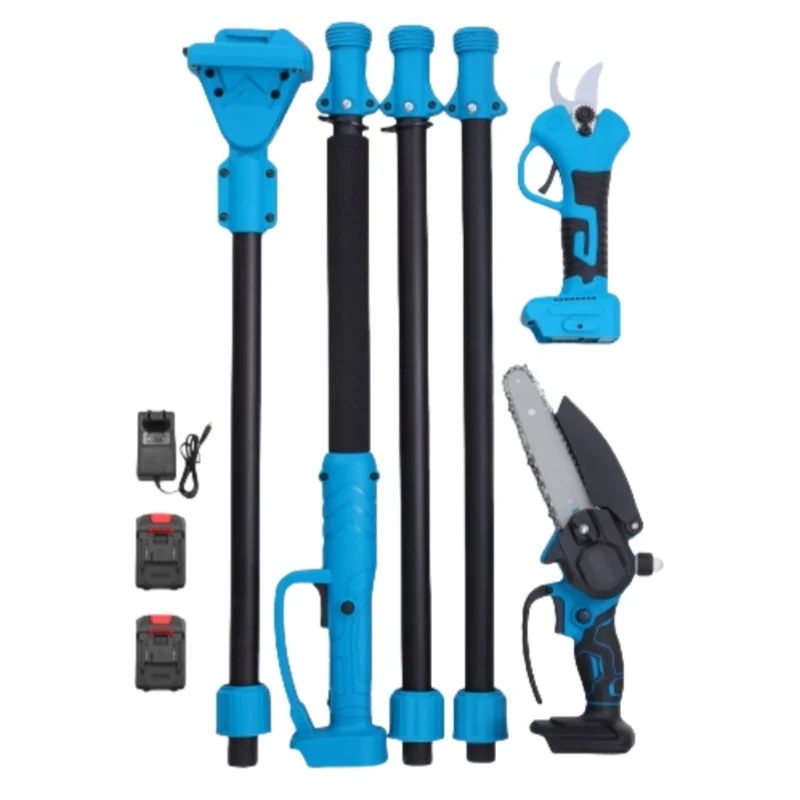 2 in 1 Long Reach 21V Li Battery Powered Electric Telescopic Battery Long Reach Pole Scissors chainsaw long link bar combination