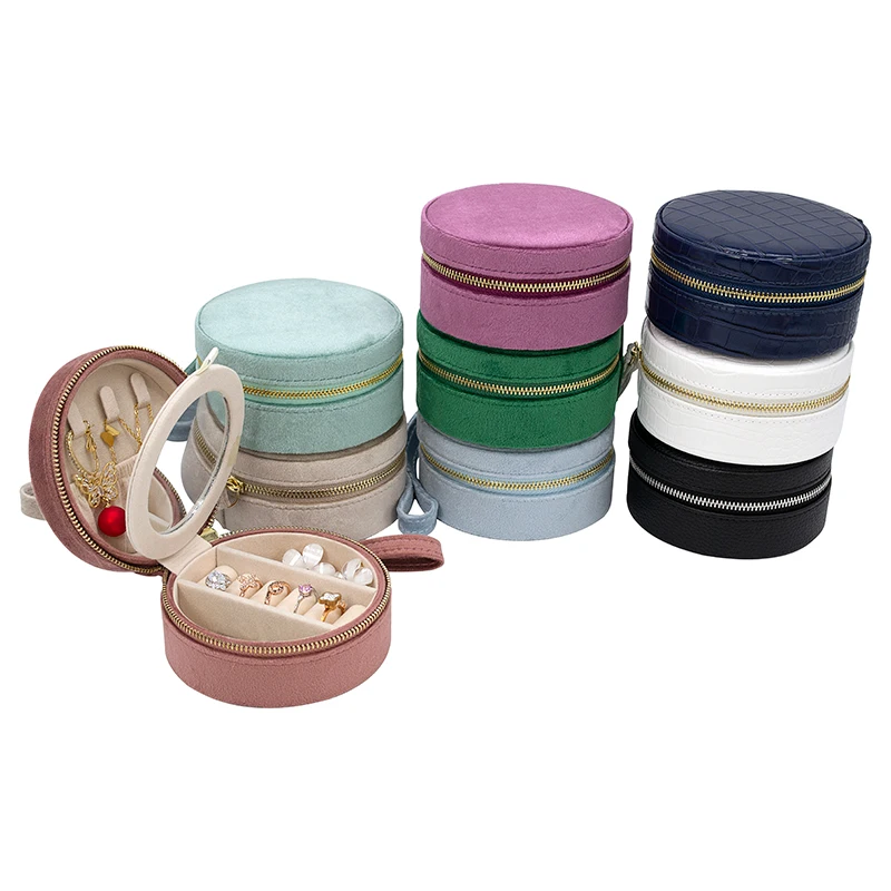 Многофункциональный маленький розовый кожаный футляр для ювелирных изделий кольца серьги ожерелье аксессуары ювелирный дорожный футляр
