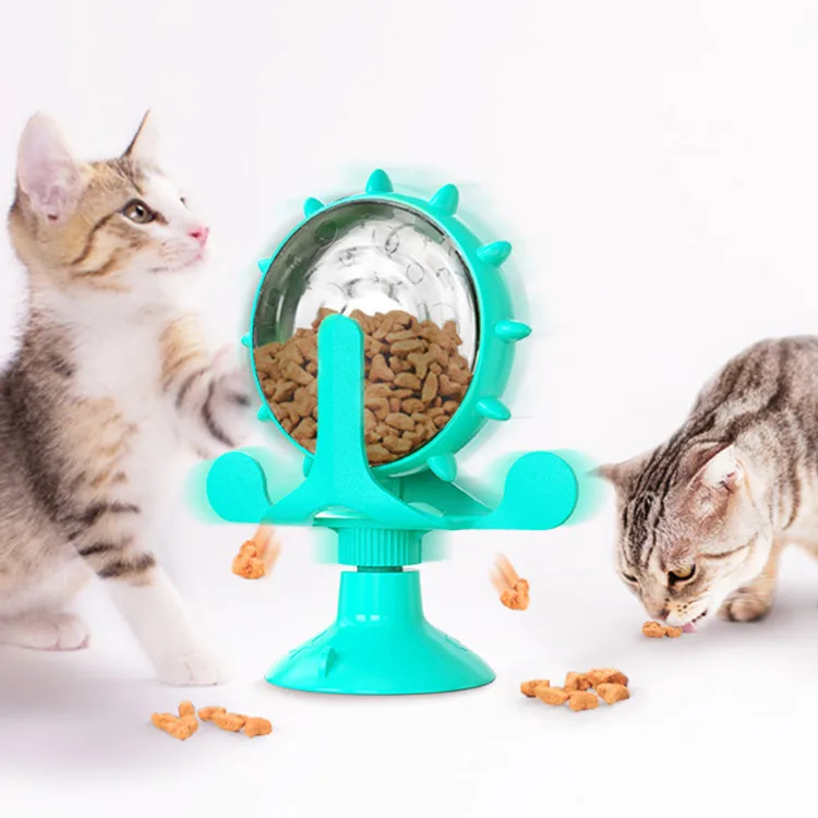 2024 Hot Selling Little Dog Toy Cat Teasing Slow Food Dispenser New Windmill Turntable Pet Interactive Movement Toys