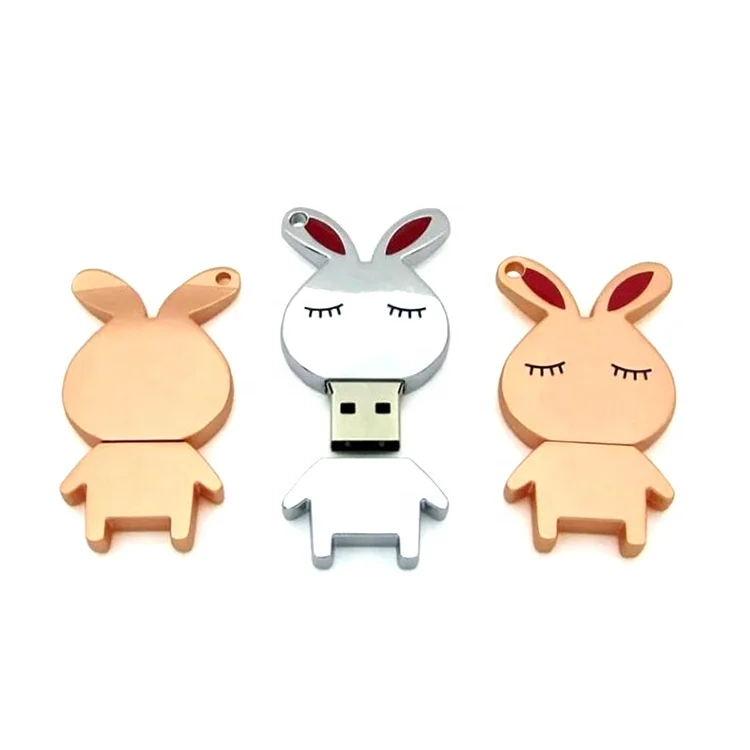 Kawaii cute rabbit usb flash drive custom 3d figure pvc rubber usb flash drive for school students kids educational agency gifts