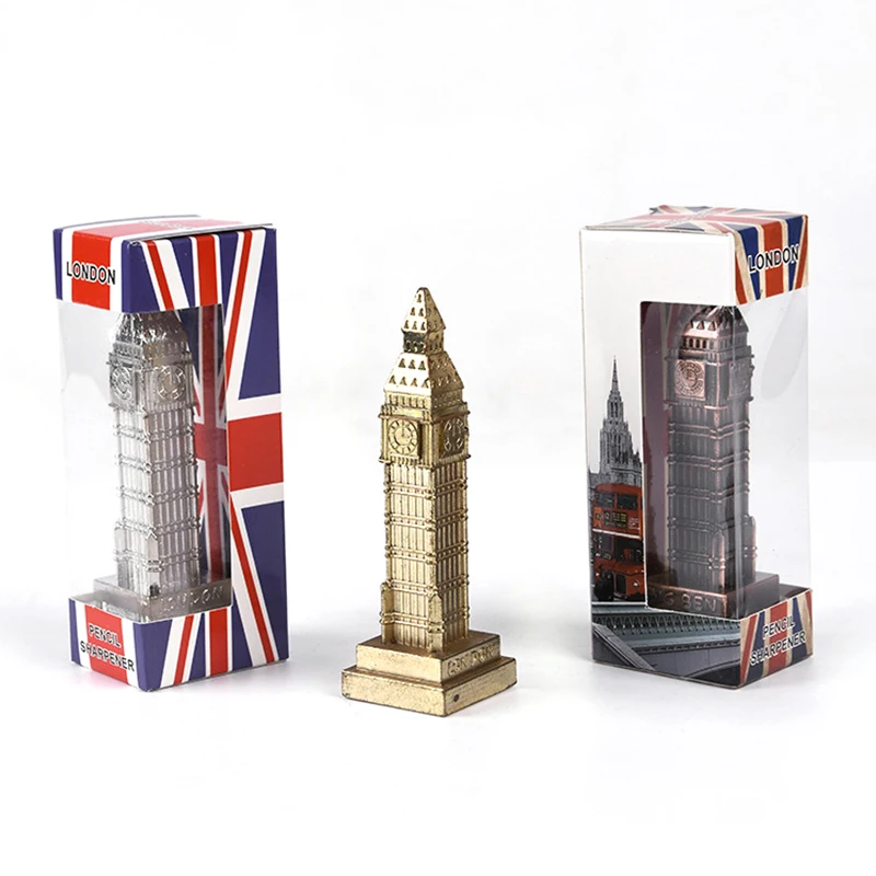 Gold Silver Antique Copper Die-Cast Metal Big Ben Tower building Souvenir Pencil Sharpener